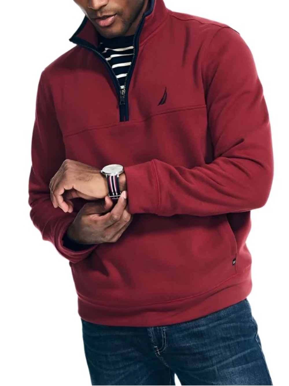 Nautica Maroon Quarter-Zip Sweatshirt NWOT